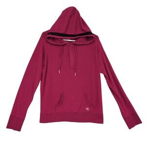 Vtg Y2K Calvin Klein Women's XL Burgundy Red 1/4 Zip Pullover Hoodie Soft Sporty